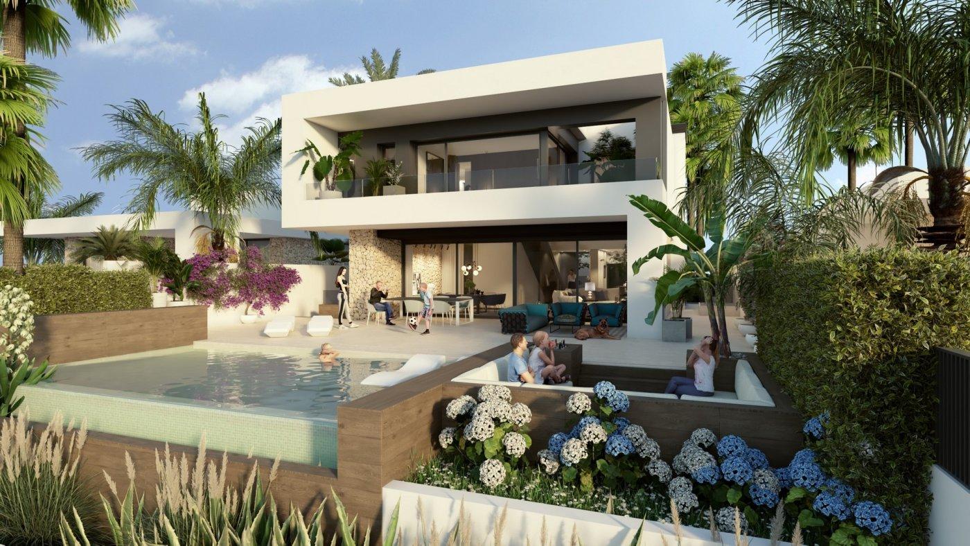 New build luxury first line villa in Algorfa golf course with 3 bedrooms, 3 bathrooms, floor heating, infinity swimming pool, home automation system, and underground garage. Close to Guardamar and Torrevieja beaches.