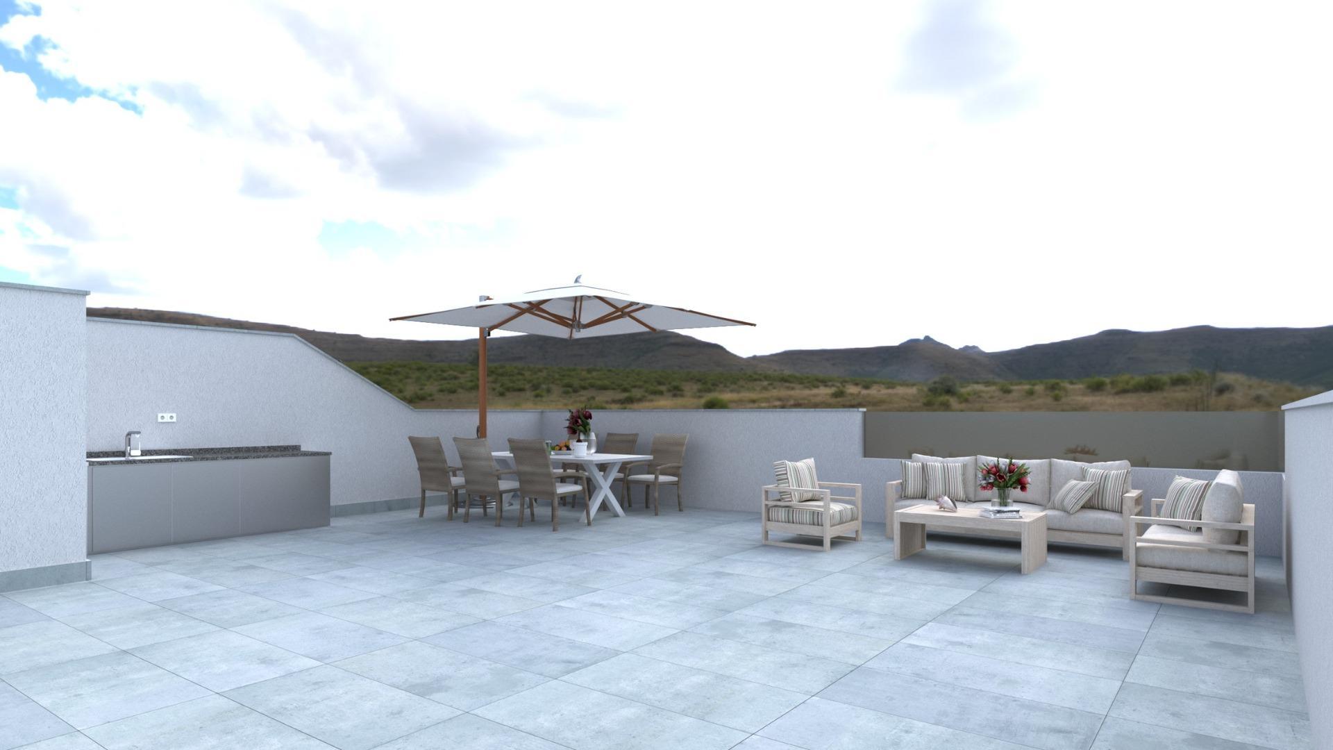 New luxurious complex of 5 properties in Los Belones with private swimming pool, interior patio, solarium, and pre-installation for electric vehicle charging. Close to La Manga Club and sandy beaches.