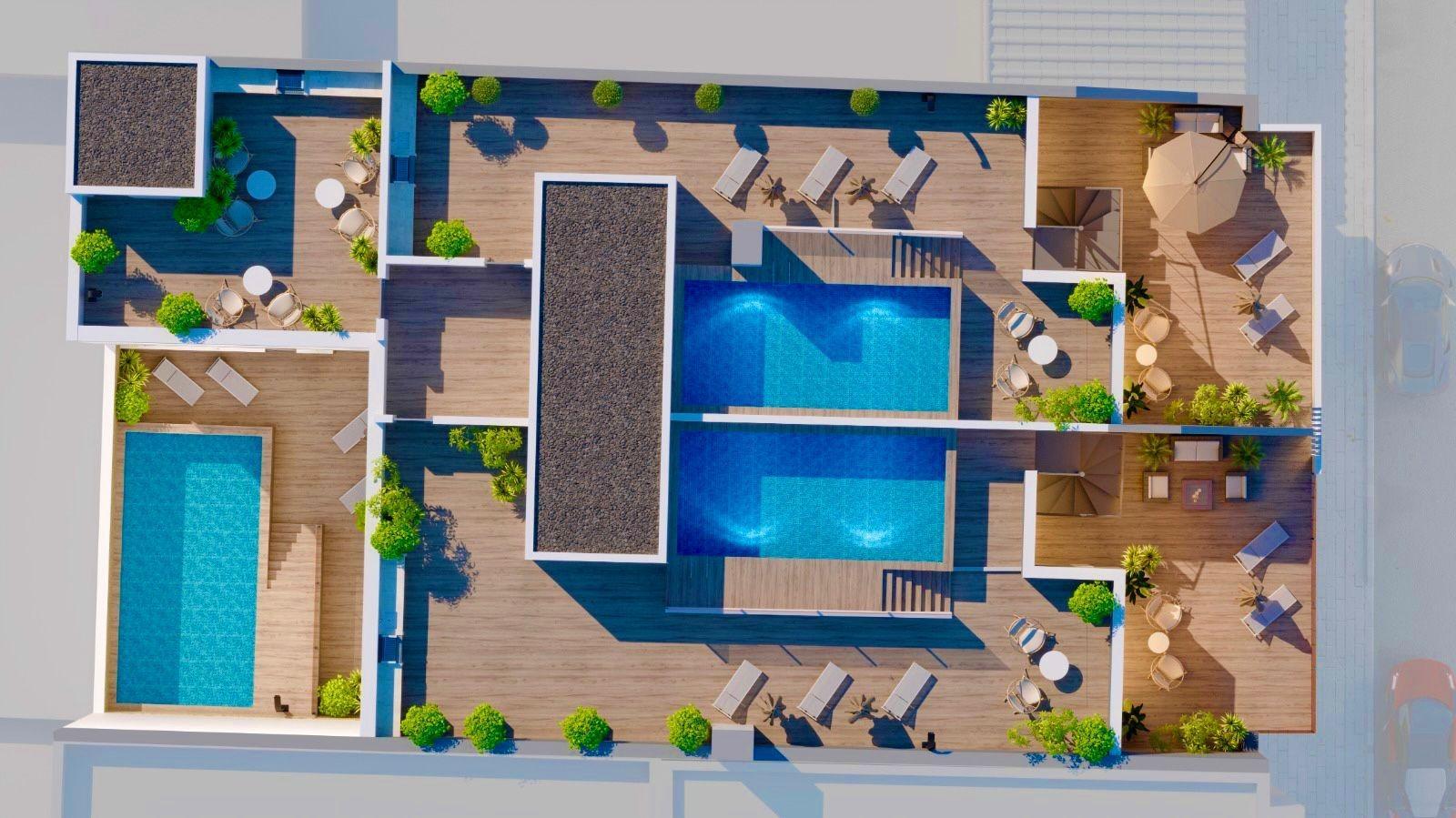 New build luxury apartments and penthouses in Torrevieja, 150 meters from the beach. Modern 3-bedroom, 3-bathroom properties with open plan kitchen, heated bathroom floors, spacious terraces, wardrobes, and kitchen. Community pool, sauna, rooftop solarium, and underground parking option. Completion end of 2025.