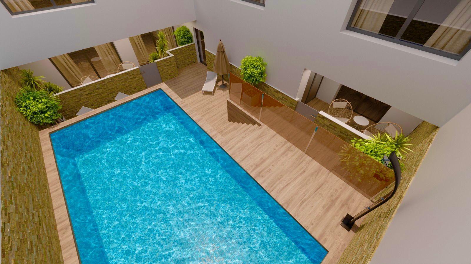 New build luxury apartments and penthouses in Torrevieja, 150 meters from the beach. Modern 3-bedroom, 3-bathroom properties with open plan kitchen, heated bathroom floors, spacious terraces, wardrobes, and kitchen. Community pool, sauna, rooftop solarium, and underground parking option. Completion end of 2025.