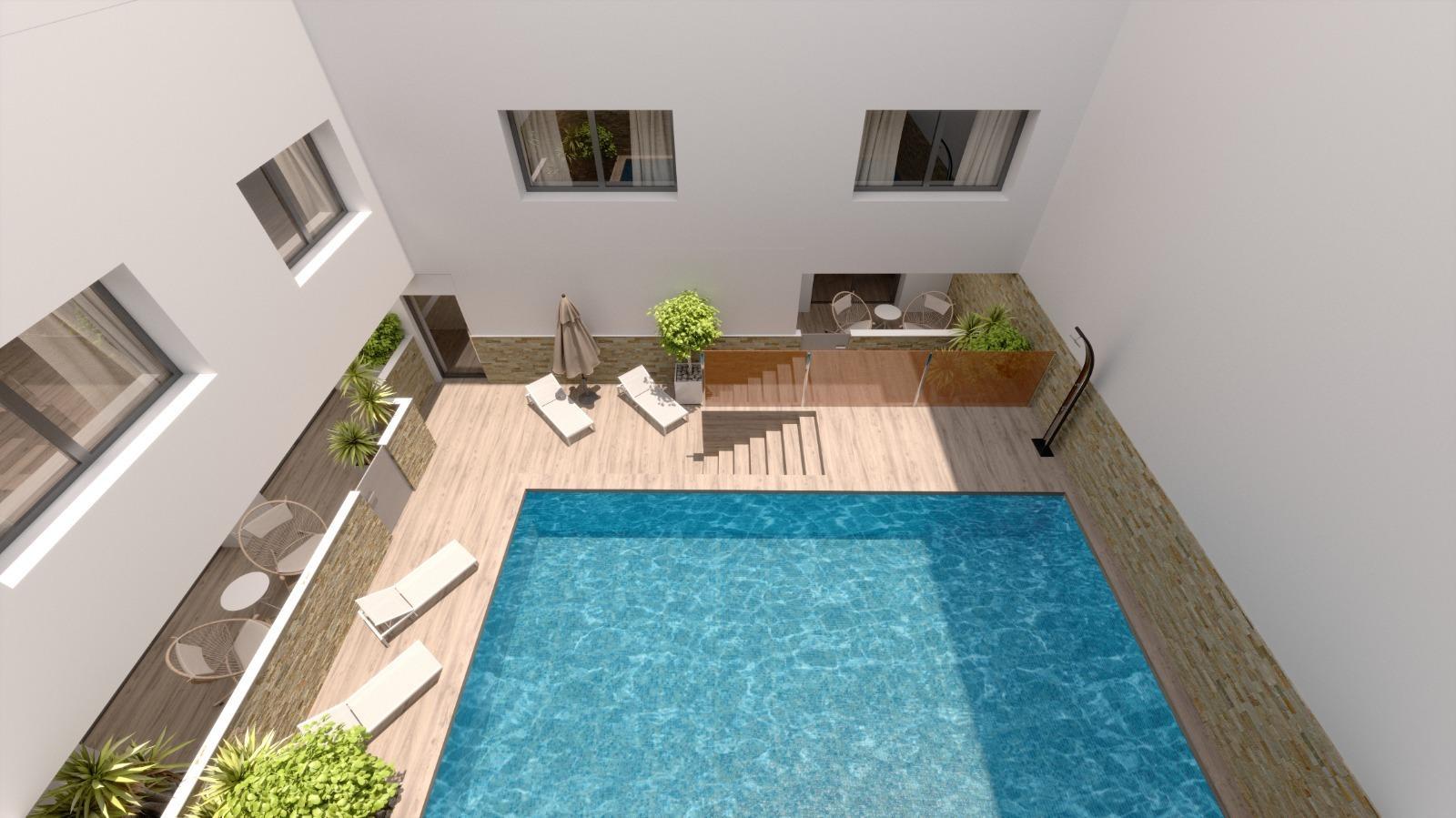 New build luxury apartments and penthouses in Torrevieja, 150 meters from the beach. Modern 3-bedroom, 3-bathroom properties with open plan kitchen, heated bathroom floors, spacious terraces, wardrobes, and kitchen. Community pool, sauna, rooftop solarium, and underground parking option. Completion end of 2025.