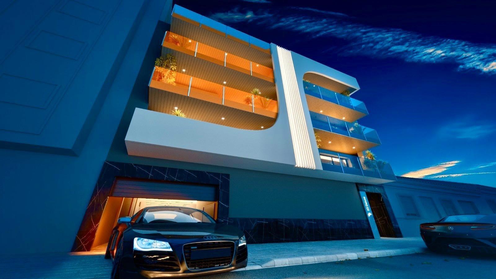 New build luxury apartments and penthouses in Torrevieja, 150 meters from the beach. Modern 3-bedroom, 3-bathroom properties with open plan kitchen, heated bathroom floors, spacious terraces, wardrobes, and kitchen. Community pool, sauna, rooftop solarium, and underground parking option. Completion end of 2025.